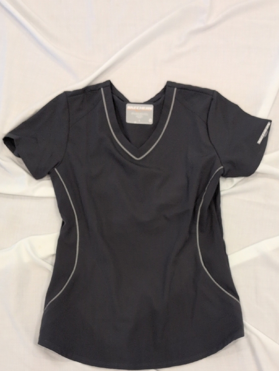 Skechers Tops - Skechers Women's Dark Gray Short Sleeve Scrub Tee with Gray Piping